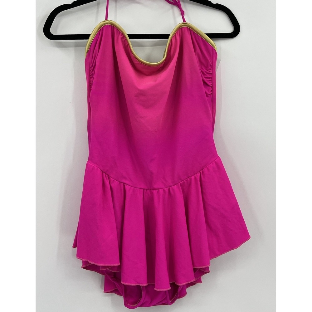 Vintage Rose Marie Reid Skirted Swimsuit Size 16 One Piece Hot Pink USA Made